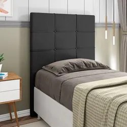 Cabeceira Cama Box Solteiro 90cm Esmeralda Veludo J02 Preto - Mpozenat