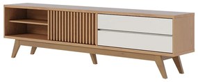 Rack para Sala Bancada de TV 75 Pol 200cm Licia C04 - D'Rossi - Freijó e Off White Matte
