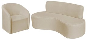 Kit Sofá Curvo Amsterdã 160cm e Poltrona Luiza Max Suede