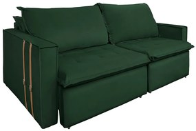 Sofá Retrátil Reclinável 4 Lugares 270 cm México Veludo K01 - D'Rossi - Verde