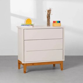 Cômoda Theo 3 Gavetas com Pés Square Mel – Areia
