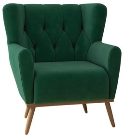 Poltrona Decorativa Pés Madeira Eivissa Veludo Verde G45 - Gran Belo