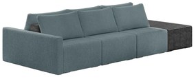 Sofá Ilha 3 Lugares Living 342cm Modulado Sala Lary Bouclê Azul/PU Pto K01 - D'Rossi