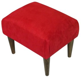 Banquinho Acolchoado Sigma em Suede com Pés Palito - Vermelho