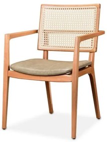 Cadeira Fernanda com Braço Facto Bege e Tela Sextavada Natural com Estrutura cor Natural - 74220 Sun House