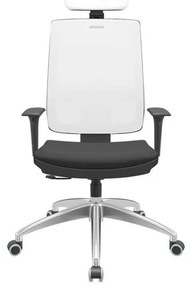 Cadeira Office Brizza Tela Branca Com Encosto Assento Aero Preto RelaxPlax Base Aluminio 126cm - 63600 Sun House