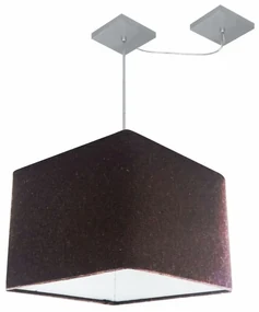 Lustre Pendente Quadrado Com Desvio Café MJ-4269 Para Mesa de Jantar e Estar