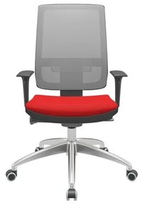 Cadeira Office Brizza Tela Cinza Assento Aero Vermelho Autocompensador Base Aluminio 120cm - 63783 Sun House