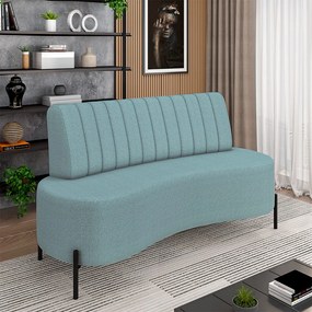 Sofá Living Decorativo 2 Lugares 1,60M Katara Pés de Ferro Bouclê Azul G33 - Gran Belo