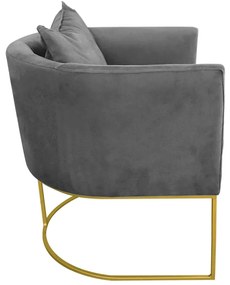 Poltrona Paola Suede Base Metálica Dourado D'Rossi - Grafite