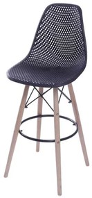 Banqueta Eames Furadinha cor Preto com Base Madeira 1,13 MT (ALT) - 55973 Sun House