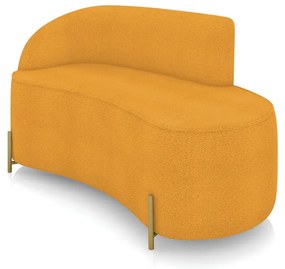 Sofá 2 Lugares Orgânico 140cm Pé Dourado Morgan Bouclê D03 - D'Rossi - Mostarda