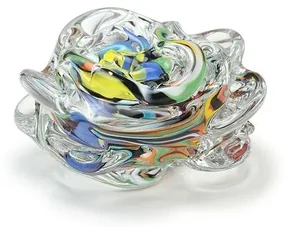 Peso Flor Rosa Multicor Colorido Murano Cristais Cadoro