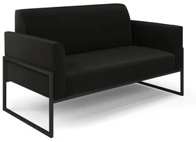 Sofá Namoradeira Base Industrial Alta Preto Marisa Suede Preto D03 - D'Rossi