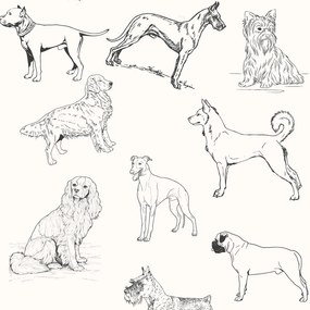 Papel de parede adesivo animal desenho cachorros