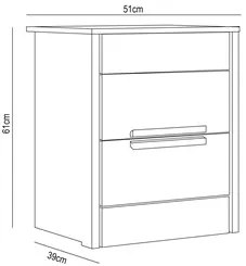 Mesa de Cabeceira 2 Gavetas 51cm Lara M07 Freijó/Cinza - Mpozenato