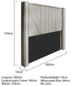 Cabeceira Casal Minsk P02 140 cm para cama Box Linho - ADJ Decor