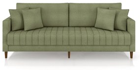 Sofá Living Decorativo Hamburgo 2 Lugares 196cm com Almofadas Pés em Madeira Bouclê Verde G33 - Gran Belo