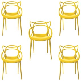 Kit 5 Cadeiras Decorativas Sala e Cozinha Feliti (PP) Amarela G56 - Gran Belo