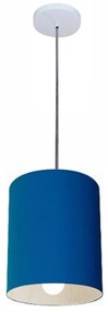 Lustre Pendente Cilíndrico Vivare Md-4200 Cúpula em Tecido 14x15cm - Bivolt - Azul-Marinho - 110V/220V