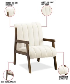 Poltrona Decorativa para Sala Base de Madeira Daline Bouclê E03 - D'Rossi - Verde