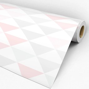 Papel de parede triângulo rosa cinza e branco