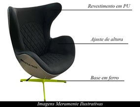 Kit 2 Poltronas Decorativas Egg Chair Mercedes AMG Cinza/Verde G53 - Gran Belo