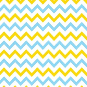 Papel de Parede Chevron Azul amarelo e branco 0.52m x 3.00m