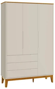 Guarda-Roupa Boom 3 Portas e 3 Gavetas - Branco Fosco e Savana