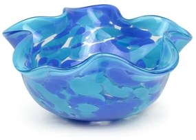 Bowl Ondulado Multicor Azul e Água-marinha Murano Cristais Cadoro