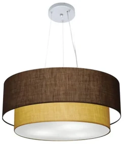 Pendente Cilíndrico Café e Palha MJ-4171 Para Mesa de Jantar e Estar