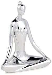 Escultura Decorativa de Yoga em Porcelana 19x15,5x7,5 Prata G39 - Gran Belo
