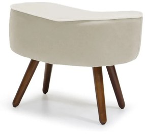 Puff Banqueta Astra com Pés Palito Suede Bege