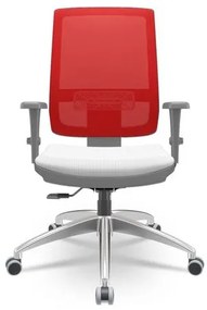 Cadeira Brizza Diretor Grafite Tela Vermelha Assento Aero Branco Base RelaxPlax Alumínio - 66042 Sun House
