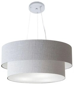 Lustre Pendente Duplo Cilíndrico Vivare Md-4370 Cúpula em Tecido 55x50cm - Bivolt