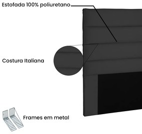 Cabeceira La Italiana Para Cama Box Solteiro 90 cm Suede - D'Rossi - Preto