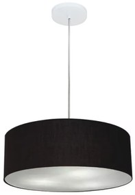 Lustre Pendente Cilíndrico Md-4132 Cúpula em Tecido 40x15cm Preto - Bivolt