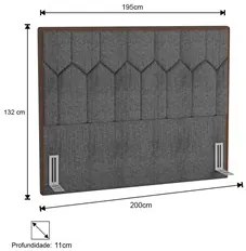 Cabeceira Cama Box Casal King 195cm Órion P02 Linho Cinza - Mpozenato