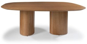 Mesa de Jantar Daya Design Orgânico Estrutura Lâmina Tauari 2 Bases Oval e Cilindrica