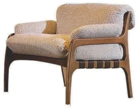 Poltrona Miramor Estofada Assento com Base Recouro Detalhe Costas com Cintos de Couro Natural e Fivelas Estrutura Madeira