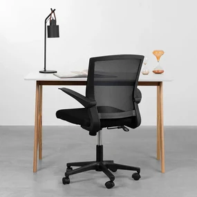 Kit Escrivaninha Petit Branco e Olmo com Cadeira de Escritório Todd Preto - 1,18m