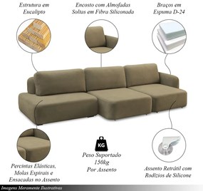 Conjunto Sala de Estar 1 Sofá Retrátil Modulado 342cm e 2 Poltronas Santiago Bouclê Castor G89 - Gran Belo