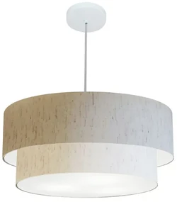 Pendente Cilíndrico Linho Bege MJ-4356 Para Mesa de Jantar e Estar