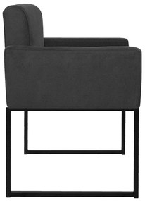 Poltrona Decorativa Bellinha Base de Ferro Preto Linho Chumbo  - ADJ Decor