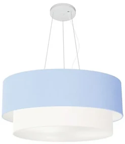 Pendente Cilíndrico Azul Bebê e Branco MJ-4082 Para Mesa de Jantar e Estar
