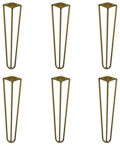 Kit 6 Pés de Metal 30 CM Hairpin Legs Mesa de Canto Rack e Puffs Dourado G41