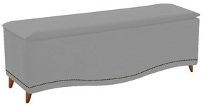 Calçadeira Estofada Yasmim 90 cm Solteiro Corano Cinza - ADJ Decor