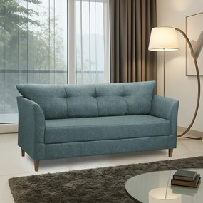 Sofá 3 Lugares Living para Sala Leblon 180cm Linho Azul E03 - D'Rossi