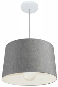 Lustre Pendente Cone Md-4241 Cúpula em Tecido 30/45x40cm Rustico Cinza - Bivolt