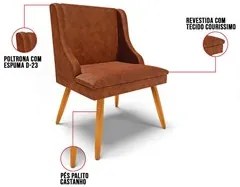 Cadeira Estofada para Sala de Jantar Pés Palito Lia Sintético Premium